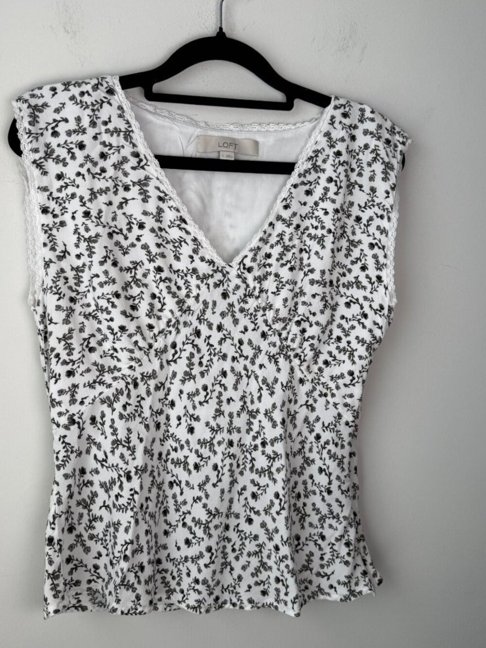 Loft Floral Lace Trim Cap Sleeve Top Size 0 Boho Romantic Lace Summer 2026 - Picture 5 of 9